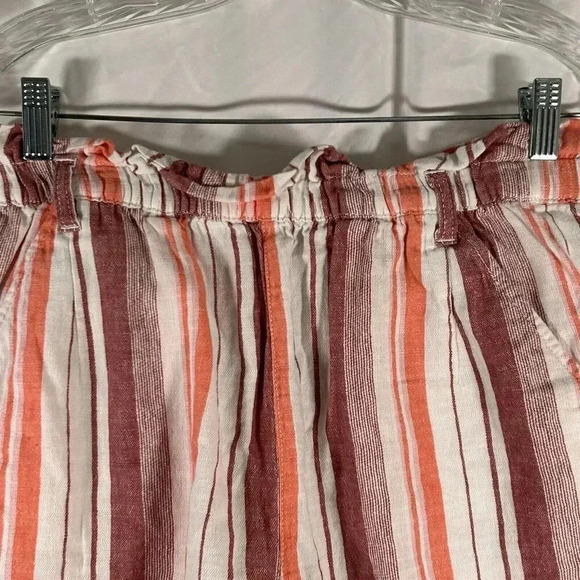 a.n.a Shorts Women's Medium White Pink Striped Pull On Elastic Waist Linen Blend - Picture 2 of 10